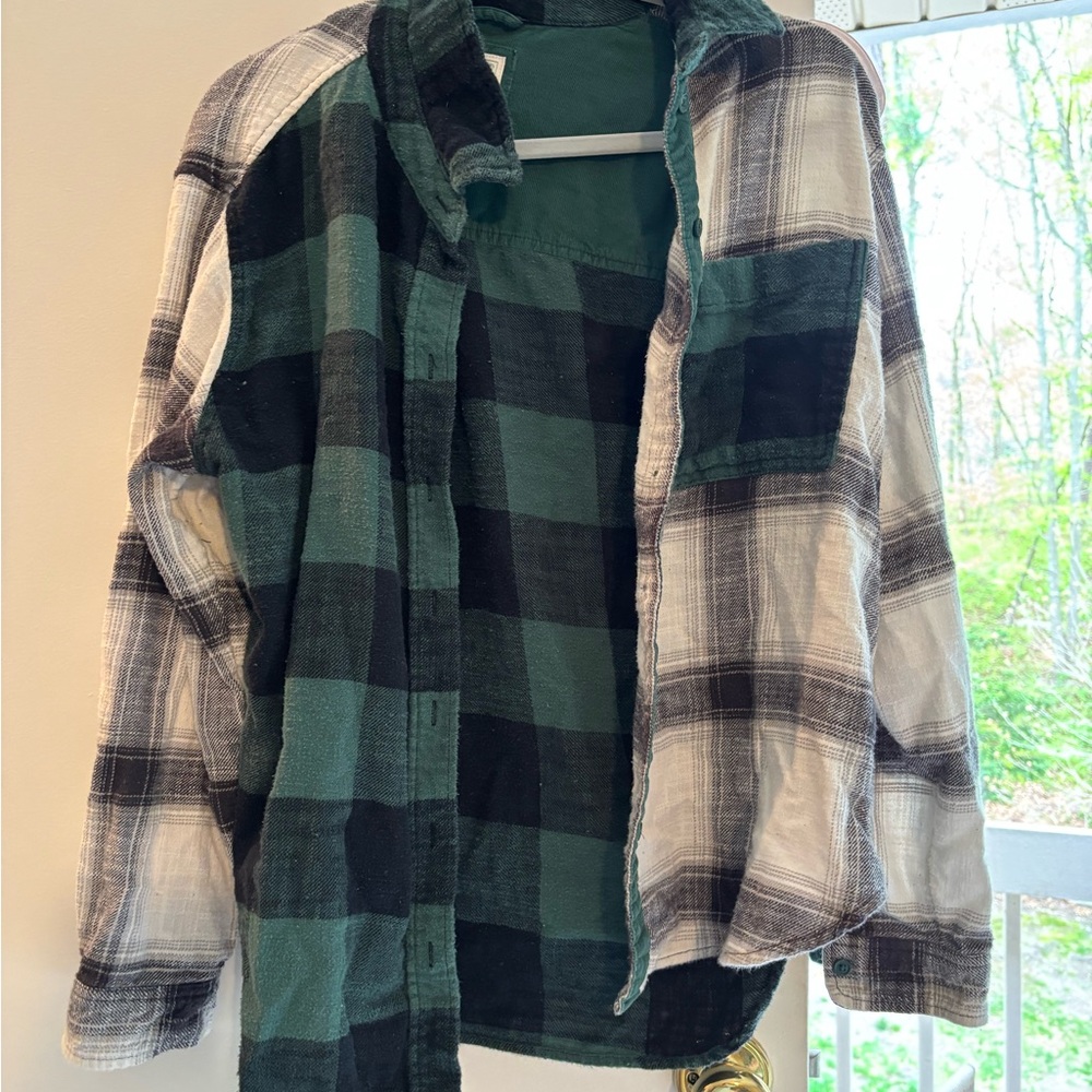 Plaid Flannel Shirt in Green and Black